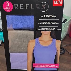 Reflex Size M 3 Pack of Soft Ribbed Seamless Tank Tops